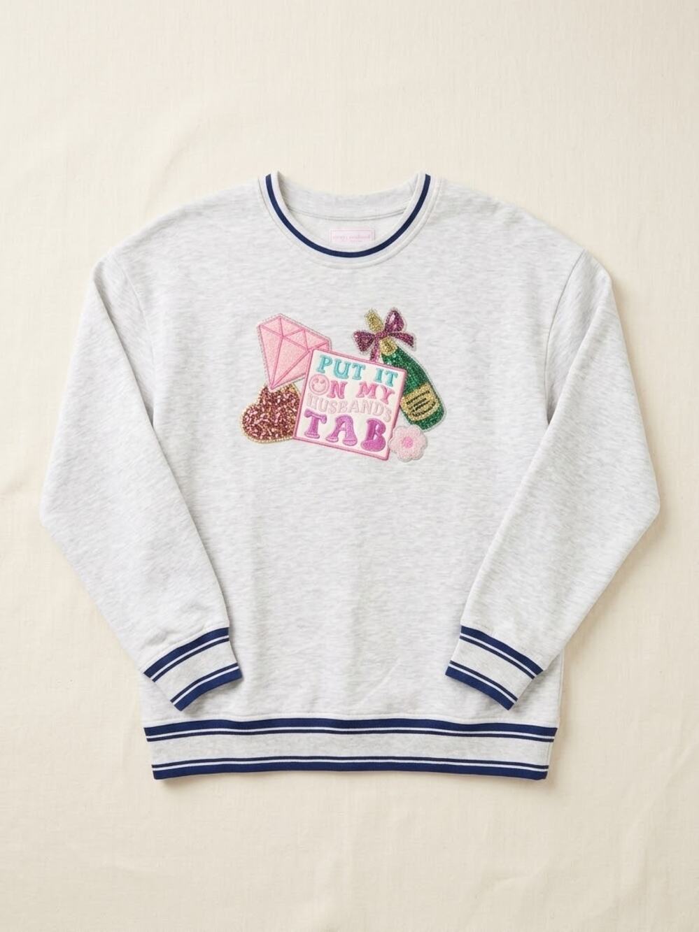 Simply Southern Husbands Tab Graphic Varsity Crew Sweatshirt Size L